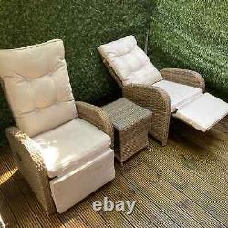 Rattan Garden Recliner Armchair Adjustable Furniture Chair Table Conservatory Uk