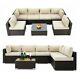 Rattan Garden Sofa Furniture Set Patio Conservatory 6 Seater Armchairs Table