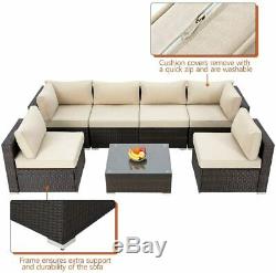Rattan Garden Sofa Furniture Set Patio Conservatory 6 Seater Armchairs Table