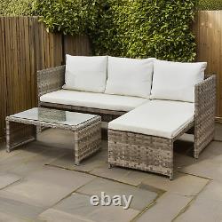 Rattan Garden Sofa Set Coffee Table Patio Lounge Outdoor Furniture Cream Cushion