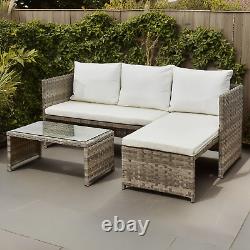 Rattan Garden Sofa Set Coffee Table Patio Lounge Outdoor Furniture Cream Cushion