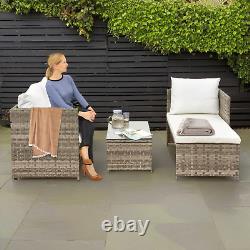 Rattan Garden Sofa Set Coffee Table Patio Lounge Outdoor Furniture Cream Cushion