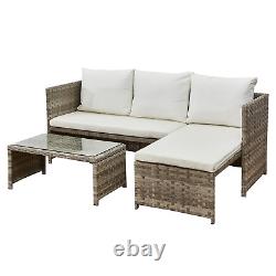 Rattan Garden Sofa Set Coffee Table Patio Lounge Outdoor Furniture Cream Cushion