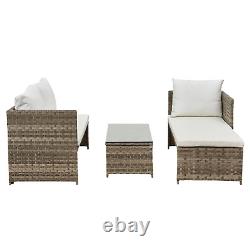 Rattan Garden Sofa Set Coffee Table Patio Lounge Outdoor Furniture Cream Cushion