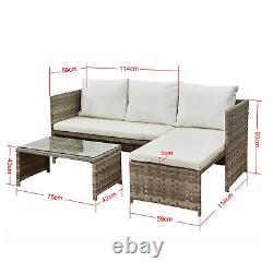 Rattan Garden Sofa Set Coffee Table Patio Lounge Outdoor Furniture Cream Cushion