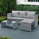 Rattan Garden Sofa Set Coffee Table Patio Lounger Outdoor Furniture Grey Cushion