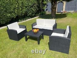 Rattan Garden Sofa Set Furniture Patio 4 Seater Armchairs Table with Cushions