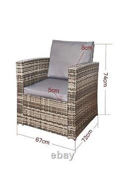 Rattan Garden Sofa Set Outdoor Furniture Mix Grey 4 Piece Table Chairs & Cushion