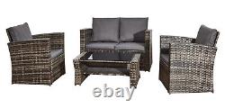 Rattan Garden Sofa Set Outdoor Furniture Mix Grey 4 Piece Table Chairs & Cushion