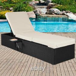 Rattan Garden Sun Lounger Black Patio Outdoor Furniture Deck Recliner Day Bed