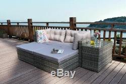 Rattan Garden Wicker Outdoor Sun Lounger Sofa Furniture Set Cube Corner Dining
