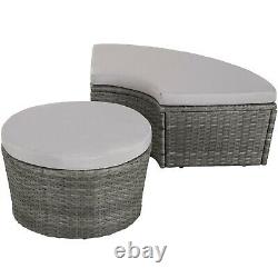 Rattan Grey Sun Lounger Day Bed Rattan Garden Furniture Seater Sofa With Canopy