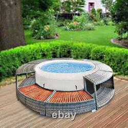Rattan Hot Tub Surround Spa Accessory Garden Furniture Set Backyard Outdoor