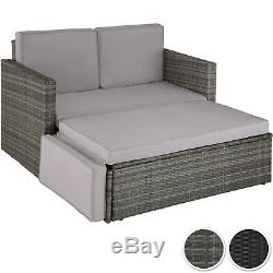 Rattan Lounge Sofa Double Chair Furniture Stool Set Cushion Garden Seating Patio