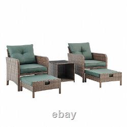 Rattan Outdoor Chairs Garden Furniture Armchair Patio Set & Footstools Lounger