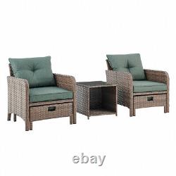 Rattan Outdoor Chairs Garden Furniture Armchair Patio Set & Footstools Lounger