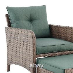 Rattan Outdoor Chairs Garden Furniture Armchair Patio Set & Footstools Lounger