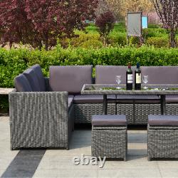 Rattan Outdoor Dining & Sofa Set Rattan Effect Garden Furniture Corner Set