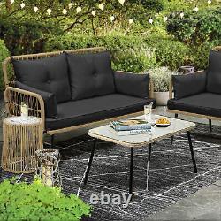 Rattan Outdoor Furniture Patio Wicker Sofa Garden Love Seat withCushion 2 Seater