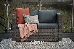Rattan Outdoor Garden Furniture 2 Seater Grey Sofa Set
