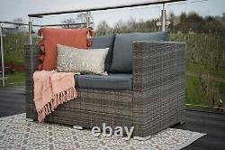 Rattan Outdoor Garden Furniture 2 Seater Grey Sofa Set