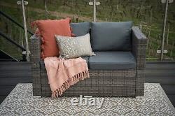 Rattan Outdoor Garden Furniture 2 Seater Grey Sofa Set