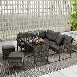 Rattan Outdoor Garden Furniture Conservatory Corner Sofa Patio Set 7 Seater Grey