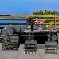Rattan Outdoor Garden Furniture Conservatory Corner Sofa Patio Set Rio 5-Pc Grey