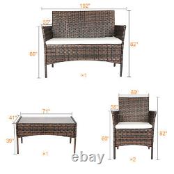 Rattan Outdoor Garden Furniture Set 4 Piece Chairs Sofa Table Patio Set Brown