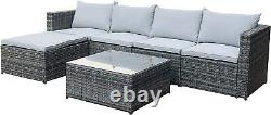 Rattan Outdoor Garden Furniture Set Miami Sofa Coffee Table, Foot Stool