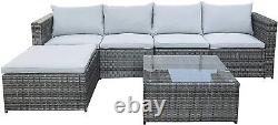 Rattan Outdoor Garden Furniture Set Miami Sofa Coffee Table, Foot Stool