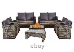 Rattan Outdoor Garden Furniture Set Patio 8-Piece with Fire Pit indoor backyard