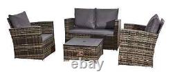 Rattan Outdoor Garden Furniture Set Patio 8-Piece with Fire Pit indoor backyard