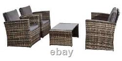 Rattan Outdoor Garden Furniture Set Patio 8-Piece with Fire Pit indoor backyard