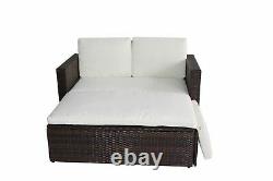 Rattan Outdoor Garden Sofa Furniture Love Bed Patio Sun bed 2 seater Brown New