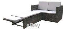 Rattan Outdoor Garden Sofa Furniture Love Bed Patio Sun bed 2 seater Grey New
