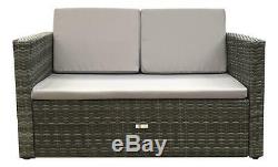 Rattan Outdoor Garden Sofa Furniture Love Bed Patio Sun bed 2 seater Grey New
