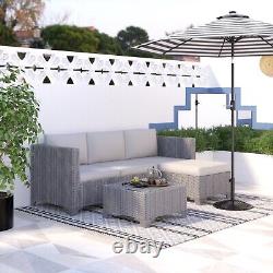 Rattan Outdoor Sofa Set Patio Garden Corner Furniture Set Table & Cushions Grey