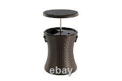Rattan Outdoor Style Cool Bar Ice Cooler Table Garden Furniture Brown