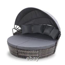 Rattan Outdoor Sun Lounger Garden Patio Sofa Day Bed Canopy Furniture Wicker Set