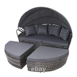 Rattan Outdoor Sun Lounger Garden Patio Sofa Day Bed Canopy Furniture Wicker Set