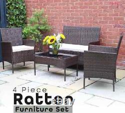 Rattan Patio Garden Furniture Set Perfect Indoor Outdoor 4 Pc Sofa Set