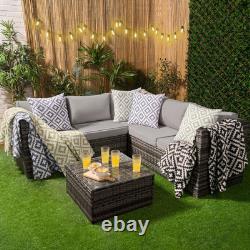 Rattan Sofa Garden Furniture 5 Seater Couch Table Patio Set Chair Settee L Shape