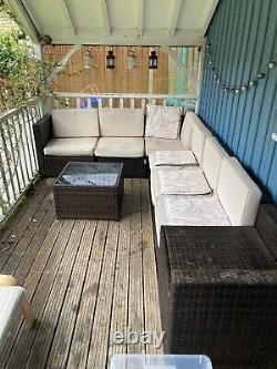Rattan Sofa Set Garden Corner L Shaped Outdoor Patio Furniture Set Seating Table
