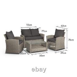 Rattan Sofa Set, Premium 4 Seater Lounge Set, 4Pc Garden Furniture Set VonHaus