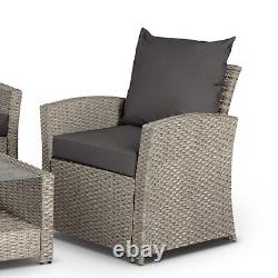 Rattan Sofa Set, Premium 4 Seater Lounge Set, 4Pc Garden Furniture Set VonHaus