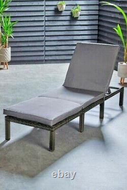 Rattan Sun Lounger Day Bed Recliner Garden Patio Furniture Outdoor Indoor Wicker
