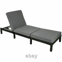 Rattan Sun Lounger Set of 2 Garden Patio Furniture Day Bed Black Grey Cushion