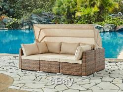 Rattan Sunbed Garden Furniture Set Outdoor Sofa Chair Bed Table Set Modular New