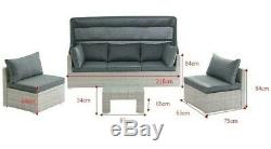 Rattan Sunbed Garden Furniture Set Outdoor Sofa Chair Bed Table Set Modular New